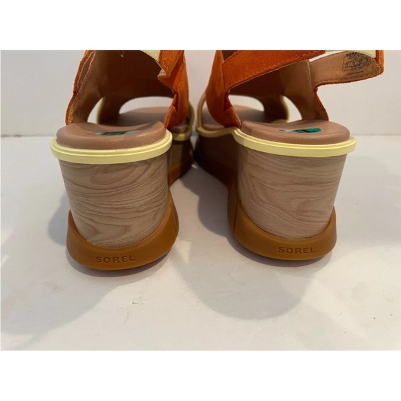 SOREL Women’s 12 Joanie III Slingback Platform Sandals Orange Suede - Picture 8 of 11